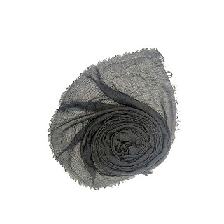 Plain stole in crinkled cotton fabric - Dark grey